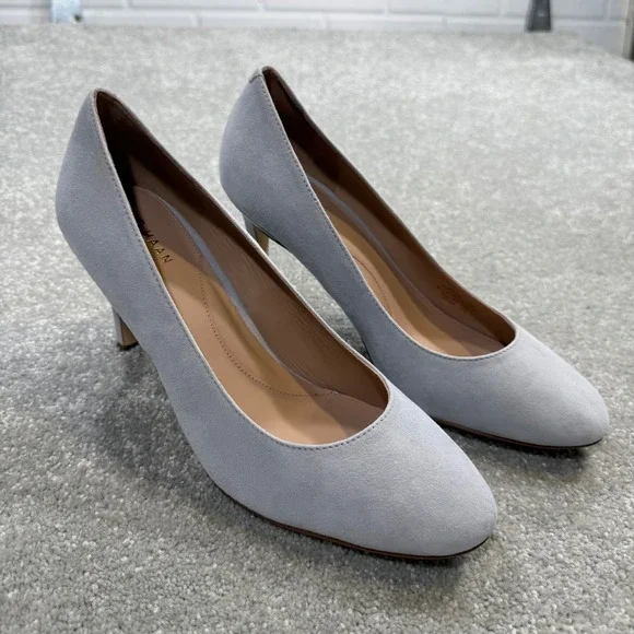 Cole Haan Gabbie Pump Suede 80 Pearl Grey Stiletto Heels NIB Sz 8 Wedding Formal - Picture 2 of 15